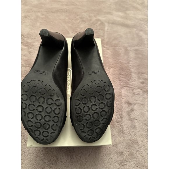 Coach ‘Tatiana’ Burnished Leather Peep-Toe Pumps, Black (Q1041) - Picture 6 of 6